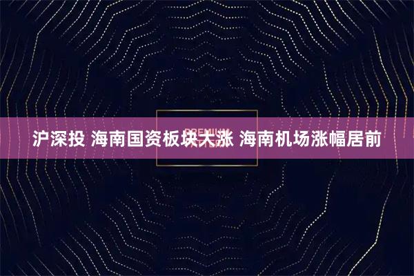 沪深投 海南国资板块大涨 海南机场涨幅居前