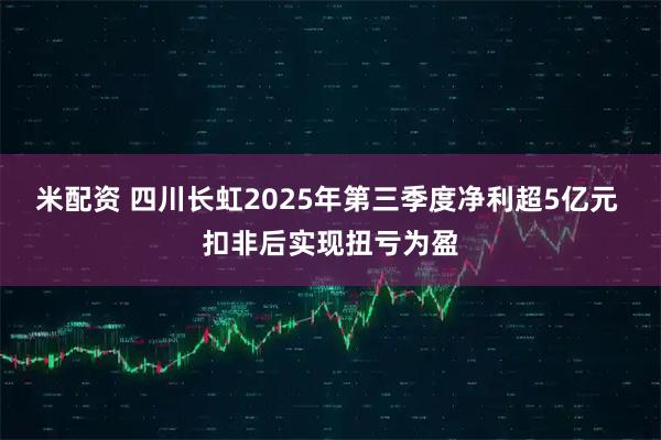 米配资 四川长虹2025年第三季度净利超5亿元 扣非后实现扭亏为盈